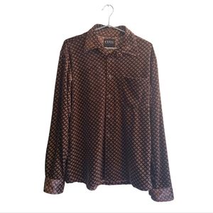Vintage velvety button-up long sleeve shirt (S)